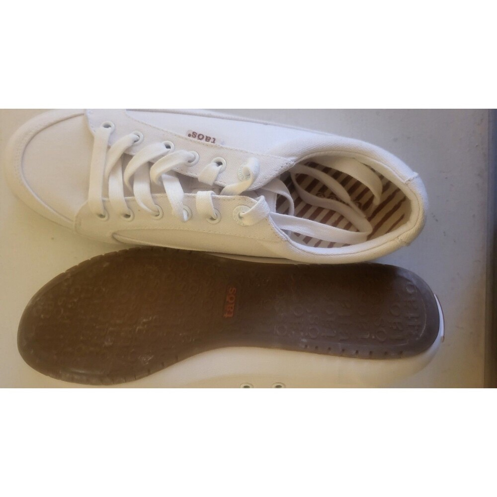 Taos Womens Moc Star Sneaker Size 9.5 White Canvas Lace Up Comfy Walking Shoe - Picture 6 of 6